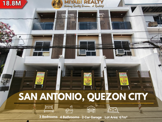 18.8M | Brand New 3 Storey Townhouse  with 2CG Near Fishermall in San Antonio Quezon City For Sale - LSS
