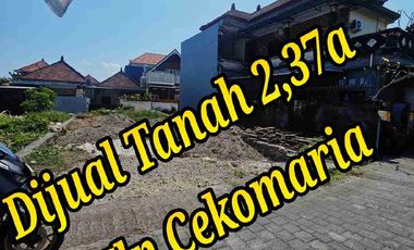 Dijual Tanah 2,37a di Jln Gustiwa, Cekomaria Denpasar Utara Bali