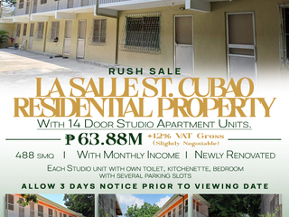 RUSH SALE 14 Door Studio Apartment Residential Property | Quezon City