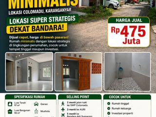 Dijual Rumah Minimalis Lokasi Colomadu, Karanganyar Luas 97m2