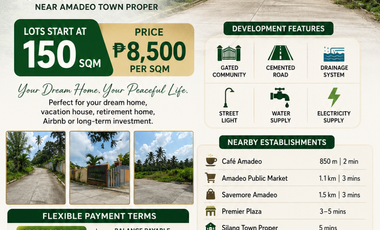 AFFORDABLE RESIDENTIAL FARM LOT FOR SALE IN AMADEO, CAVITE! NEAR TAGAYTAY AS LOW AS 1.2M