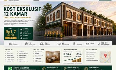 Dijual Kost Eksklusif Purwokerto Dekat UNSOED – 12 Kamar Full Furnished