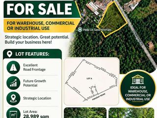 28,989 sqm Lot for Sale in Baras, Rizal | Warehouse, Commercial, or Industrial, Use