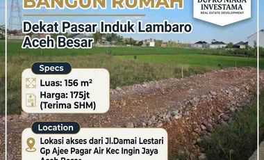Tanah Kavling Siap Bangun 156m² Dekat Pasar Lambaro (Terima SHM)