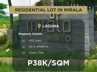 Prime 402 sqm Residential Lot for Sale in Mirala Nuvali