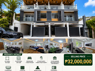 Semi-Furnished 5BR Townhouse for Sale in Teachers Village QC | 284sqm Floor Area | 2-Car Garage | ₱32M