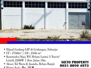 Dijual Cepat! Gudang GIP di Gedangan, Sidoarjo