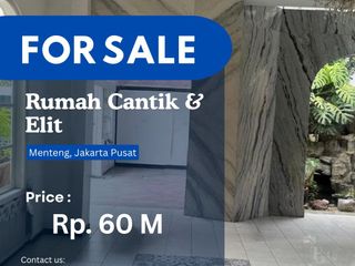 Dijual Rumah Cantik Lokasi Tenang dan Elit di Menteng Jakarta