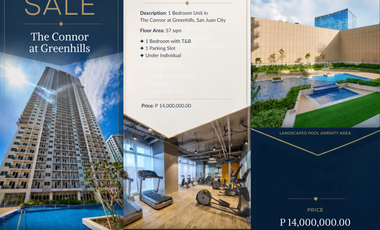 1BR condo for sale in Greenhills with parking near Cardinal Lsgh