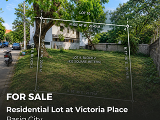 FOR SALE: 432 sqm Residential lot | Victoria Place, Pasig City
