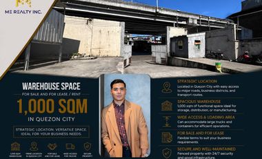 Warehouse Space for Sale and for Lease Rent 1,000 sqm in Quezon City